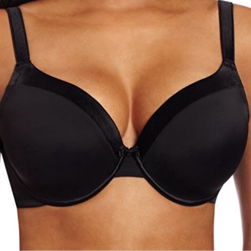 CARNIVAL 512‎ Black Molded Tuxedo Low Plunge Full Figure Underwire Bra Sz 46DD